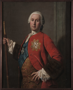 Portrait of Jerzy August Mniszech (1715–1778), his own coat of arms by nieznany malarz polski