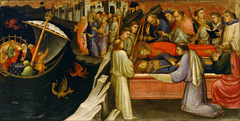 Predella Panel Representing the Legend of St. Stephen: Devils Agitating the Sea as Giuliana Transports the Body of St. Stephen from Jerusalem to Constantinople / The Re-interment of St. Stephen beside St. Lawrence in Rome by Mariotto di Nardo