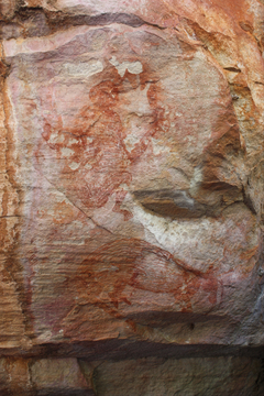 Red human figure and wallaby by Anonymous