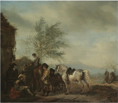 Riders halting at a Lakeside Inn by Philips Wouwerman