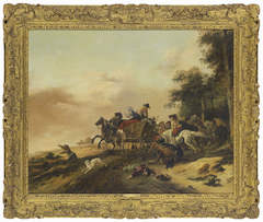 Robbers attacking Peasants in a Wagon by Philips Wouwerman