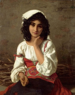 Roman girl in white blouse by Henri Lehmann