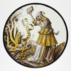 Roundel with Allegorical Scene of Book Burning by Anonymous