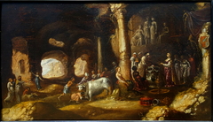 Sacrifice antique dans une grotte by Rombout van Troyen