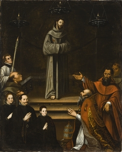 Saint Francis of Assisi Appearing before Pope Nicholas V, with Donors (La aparición de San Francisco de Asís al Papa Nicolás V, con donantes) by Antonio Montúfar