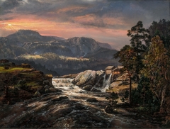 Sawmill near Strand in Valdres by Johan Christian Dahl