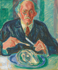 Self-Portrait, with a Dod's Head on the Plate by Edvard Munch