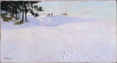 Skiers at the Top of a Snow-covered Hill by Frits Thaulow