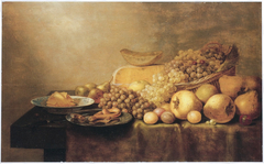 Still life of fruit, butter and cheese by Floris van Schooten