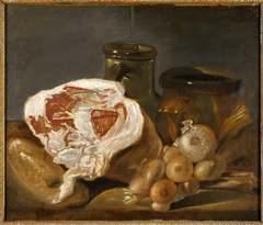 Still Life with Ham and Onions by Anonymous