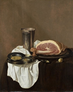 Still Life with Ham by Jan Jansz den Uyl