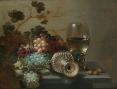 Still life with tazza, grapes and rummer by Jan Jansz van de Velde