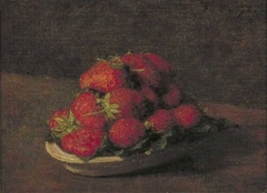 Strawberries on a small earthenware plate by Henri Fantin-Latour