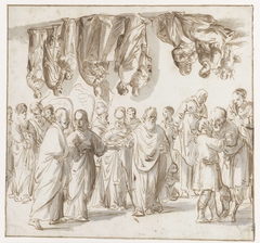 Studieblad met diverse figuren by Pieter Jansz