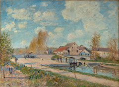 The Bourgogne Lock at Moret, Spring by Alfred Sisley