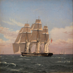 The corvette Najaden under sail by Christoffer Wilhelm Eckersberg