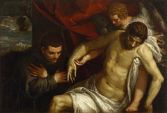 The Dead Christ Supported by an Angel and Adored by a Franciscan by Paolo Veronese