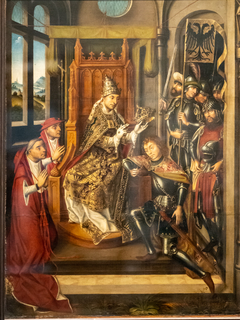 The imperial coronation of St. Henry II and the handover of the realm sword by Master of the legend of St Barbara