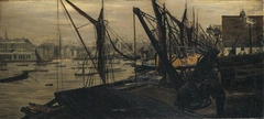 The Thames from a Wharf at Waterloo Bridge by Edwin Edwards