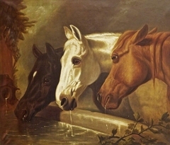 'Three members of the Temperance Society': Three Horses at a Drinking Trough (after J. F. Herring the elder) by after John Frederick Herring the elder