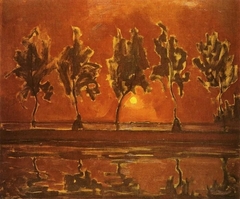 Trees by the Gein at Moonrise by Piet Mondrian