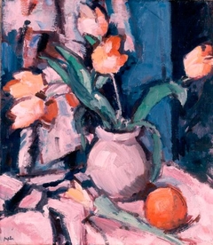 Tulips In A Brown Jar by Samuel Peploe