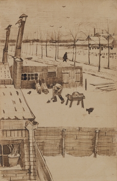 View from the window of Vincent's studio in winter / Snowy Yard by Vincent van Gogh