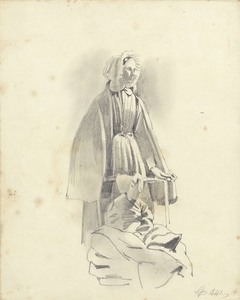 Vrouw met kind in kinderwagen by Pieter van Loon