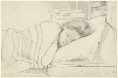 Vrouw van Richard Roland Holst in bed, naar rechts by Richard Roland Holst