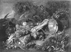 Waldbodenstillleben mit Früchten und Kupferkessel by Jan Davidsz. de Heem