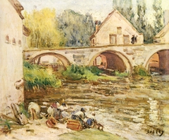 Washerwomen in Moret by Alfred Sisley