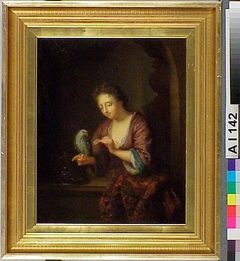 Woman Feeding a Parrot, after Arnold Boonen by Ida Silfverberg