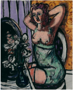 Woman with Mirror and Orchids by Max Beckmann