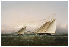 Yacht Race in Boston Harbor. by James E Buttersworth