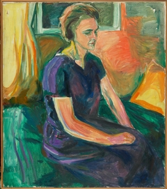 Young Woman in a Blue Dress, Seated by Edvard Munch