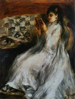 Young Woman in White Reading by Auguste Renoir