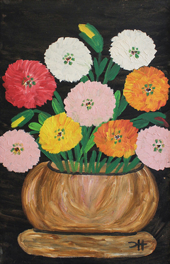 Zinnias by Clementine Hunter