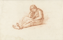 Zittende jongen met arm onder hoofd by Abraham Johannes Ruytenschildt