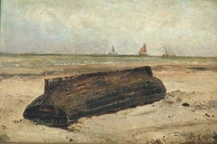 A boat on a beach by Jacob Maris