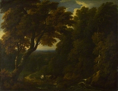 A Cowherd in a Woody Landscape by Jan Baptist Huysmans