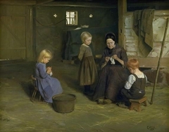 A Knitting Lesson by Otto Carl Bentzon Haslund