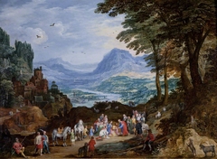 A Mountainous Road Scene with the Story of Saint Peter and Cornelius by Joos de Momper the Younger