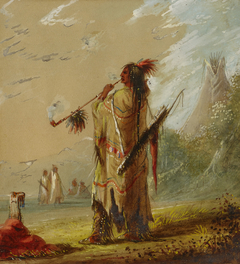 A Shoshonee Indian Smoking by Alfred Jacob Miller