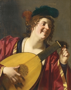 A Woman tuning a lute by Gerard van Honthorst