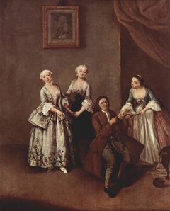 An Interior with Three Women and a Seated Man by Pietro Longhi