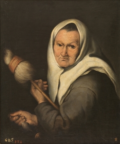 An Old Woman Spinning. by Bartolomé Esteban Murillo