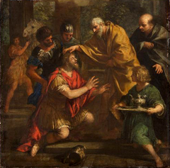 Ananias of Damascus lays his hand on Saul by Ciro Ferri