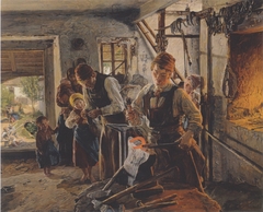 At the farrier by Ferdinand Georg Waldmüller