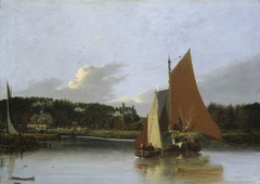 Boats on the Yare near Bramerton, Norfolk by Joseph Stannard