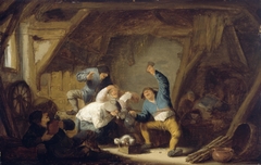 Boors Drinking in a Barn by Adriaen van Ostade